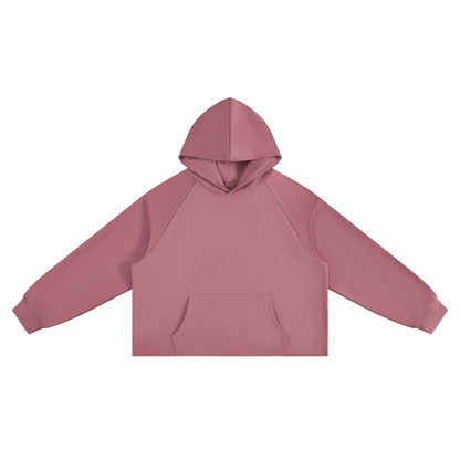 Unisex Vintage Wash Raw Edge Boxy Hoodie in carmine