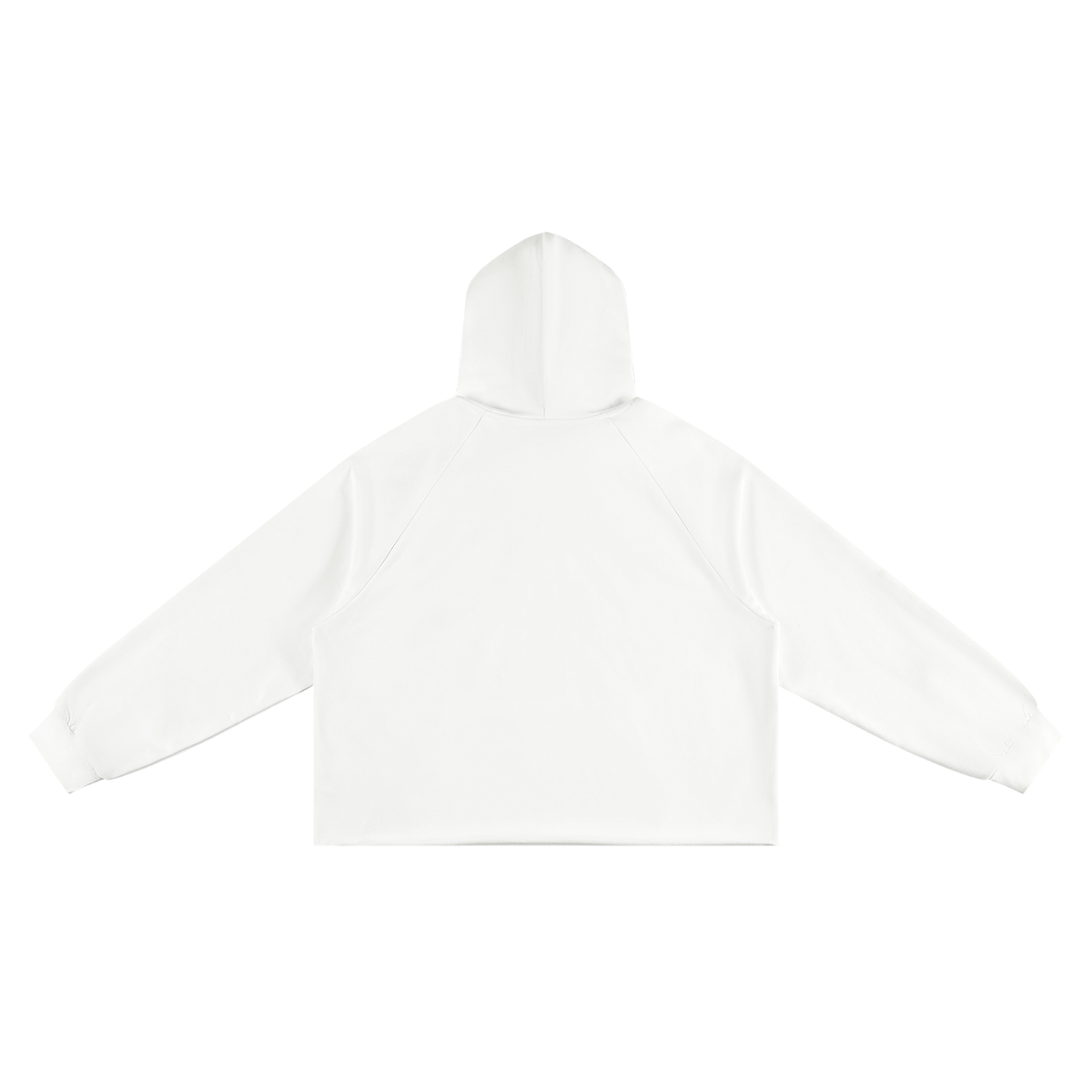 Unisex Vintage Wash Raw Edge Boxy Hoodie in white, alternate angle