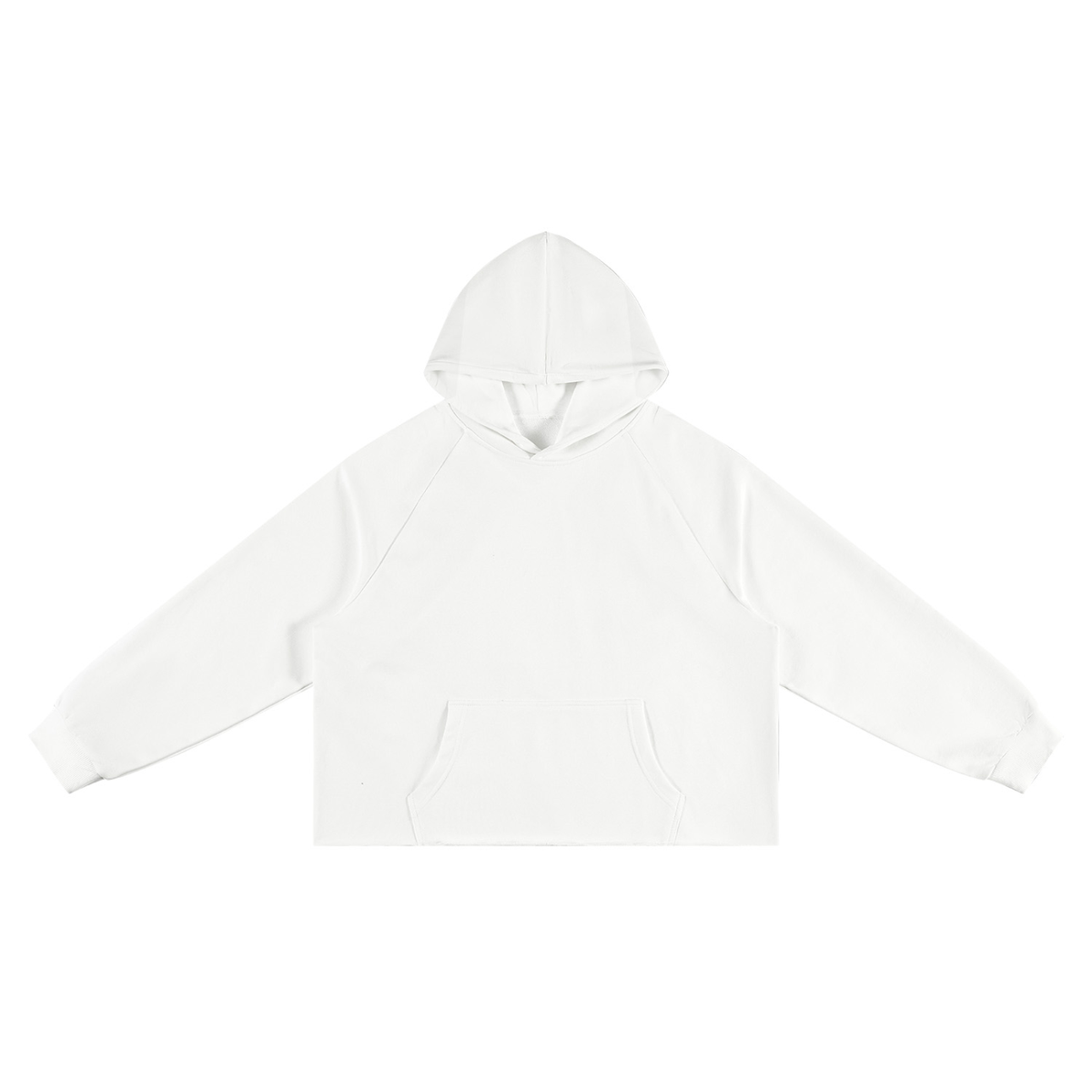Unisex Vintage Wash Raw Edge Boxy Hoodie in white