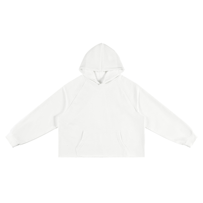 Unisex Vintage Wash Raw Edge Boxy Hoodie in white
