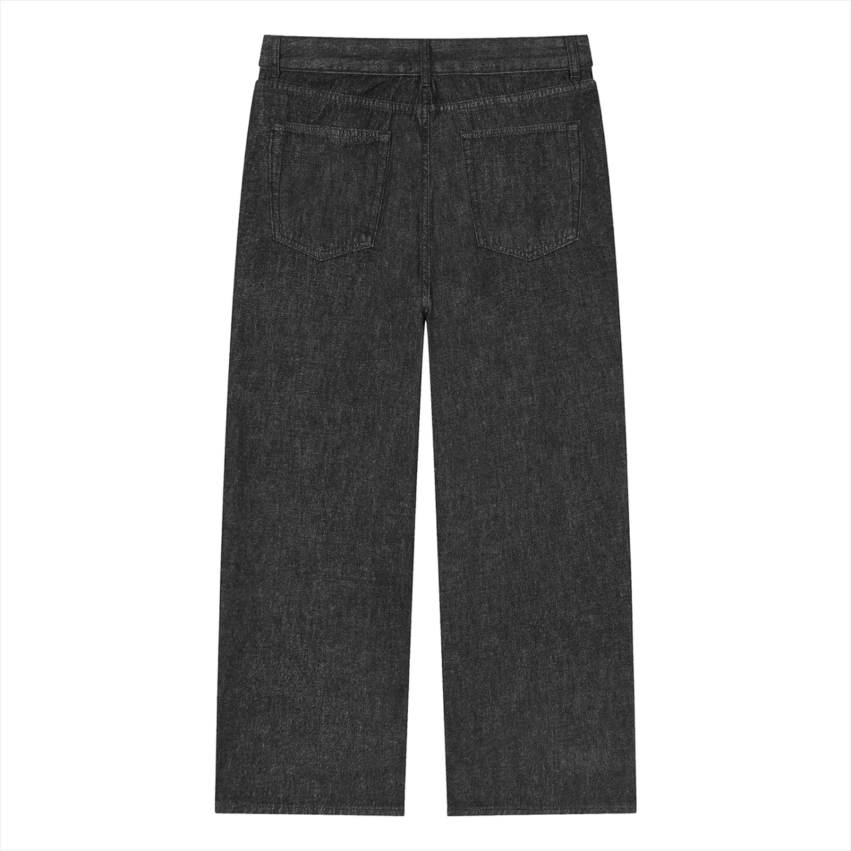 Unisex Vintage Wash Straight Leg Jeans in black, alternate angle
