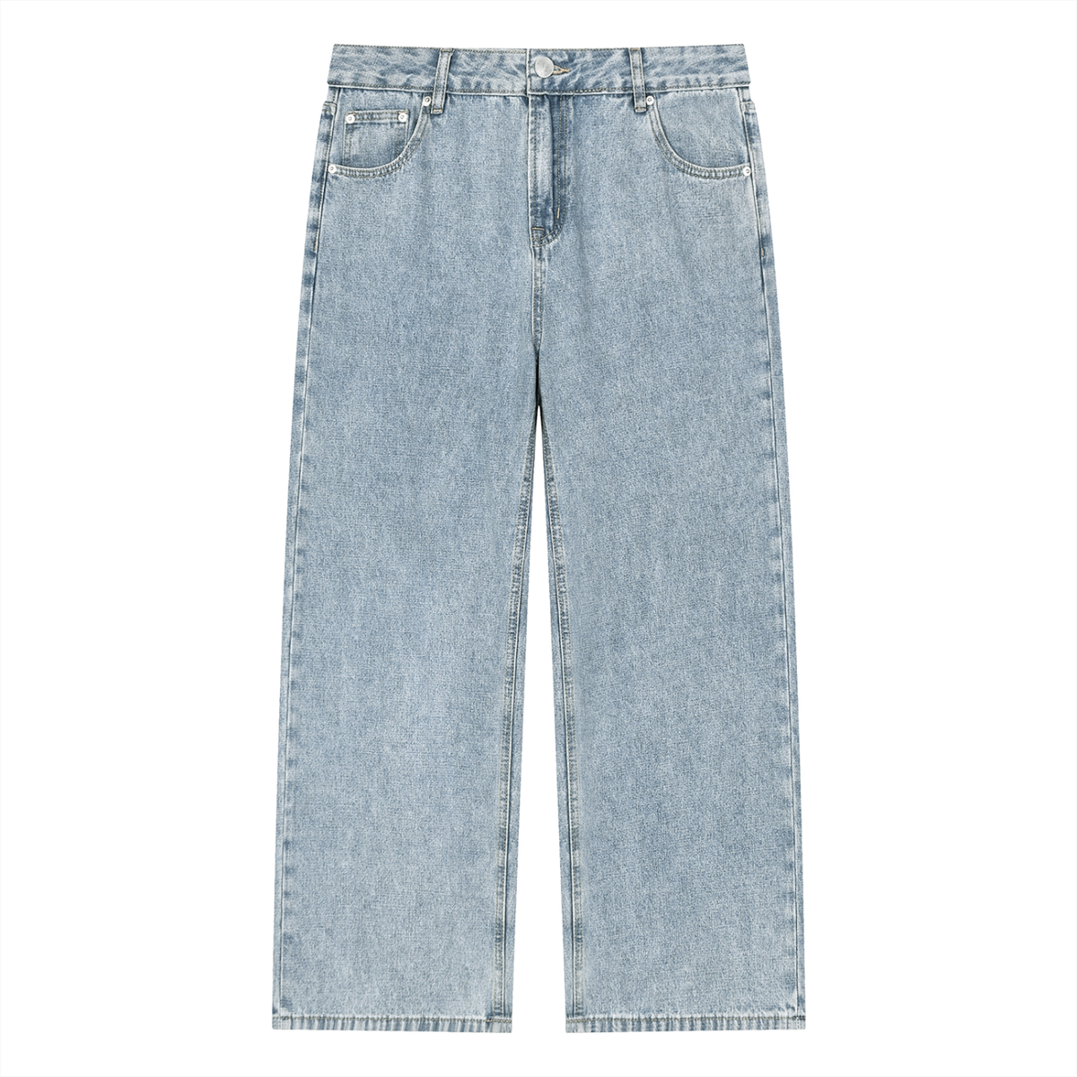 Unisex Vintage Wash Straight Leg Jeans in blue