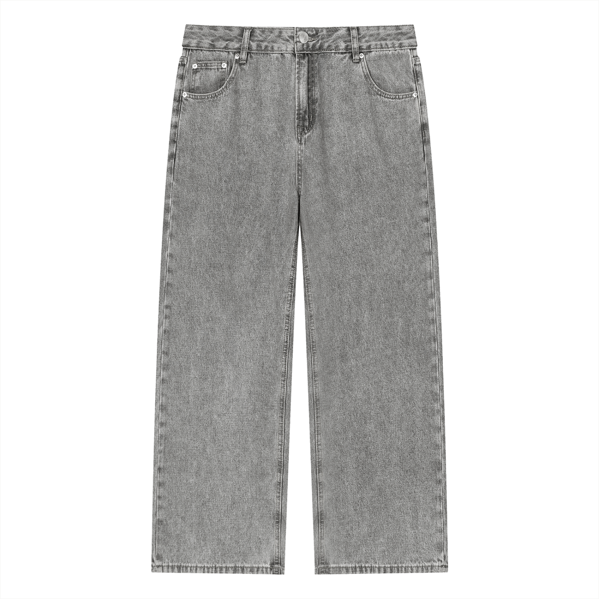 Unisex Vintage Wash Straight Leg Jeans in light gray