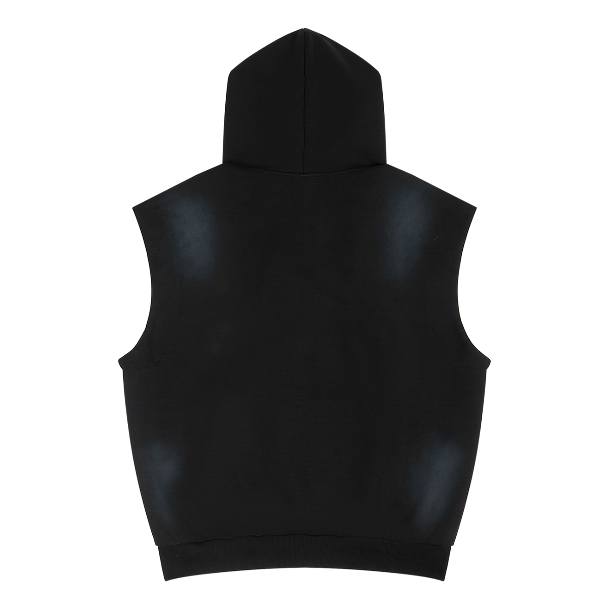 Unisex Vintage Wash Sun Fade Sleeveless Hoodie in black, alternate angle