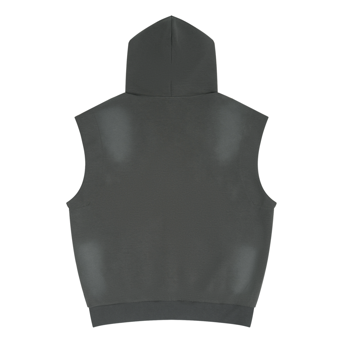 Unisex Vintage Wash Sun Fade Sleeveless Hoodie in dark gray, alternate angle
