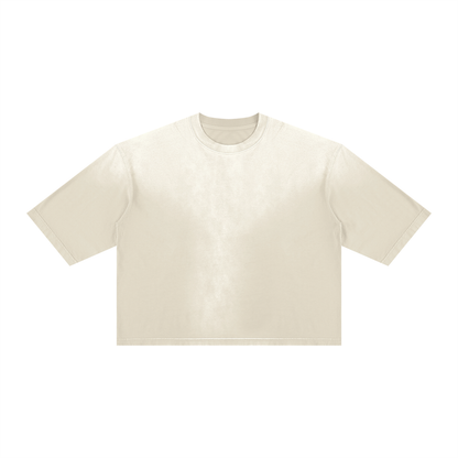 Unisex Vintage Wash Sunfade Boxy T-Shirt in apricot