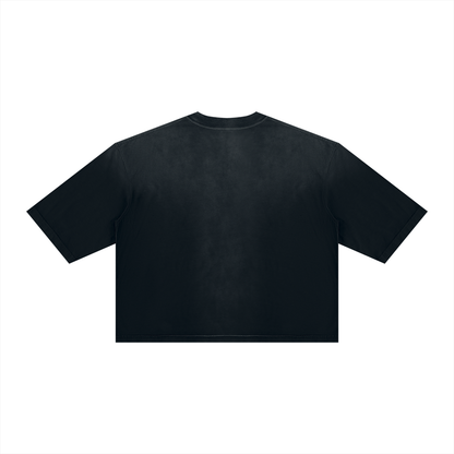 Unisex Vintage Wash Sunfade Boxy T-Shirt in black, alternate angle