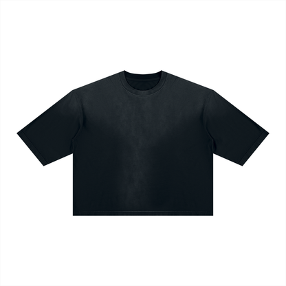 Unisex Vintage Wash Sunfade Boxy T-Shirt in black