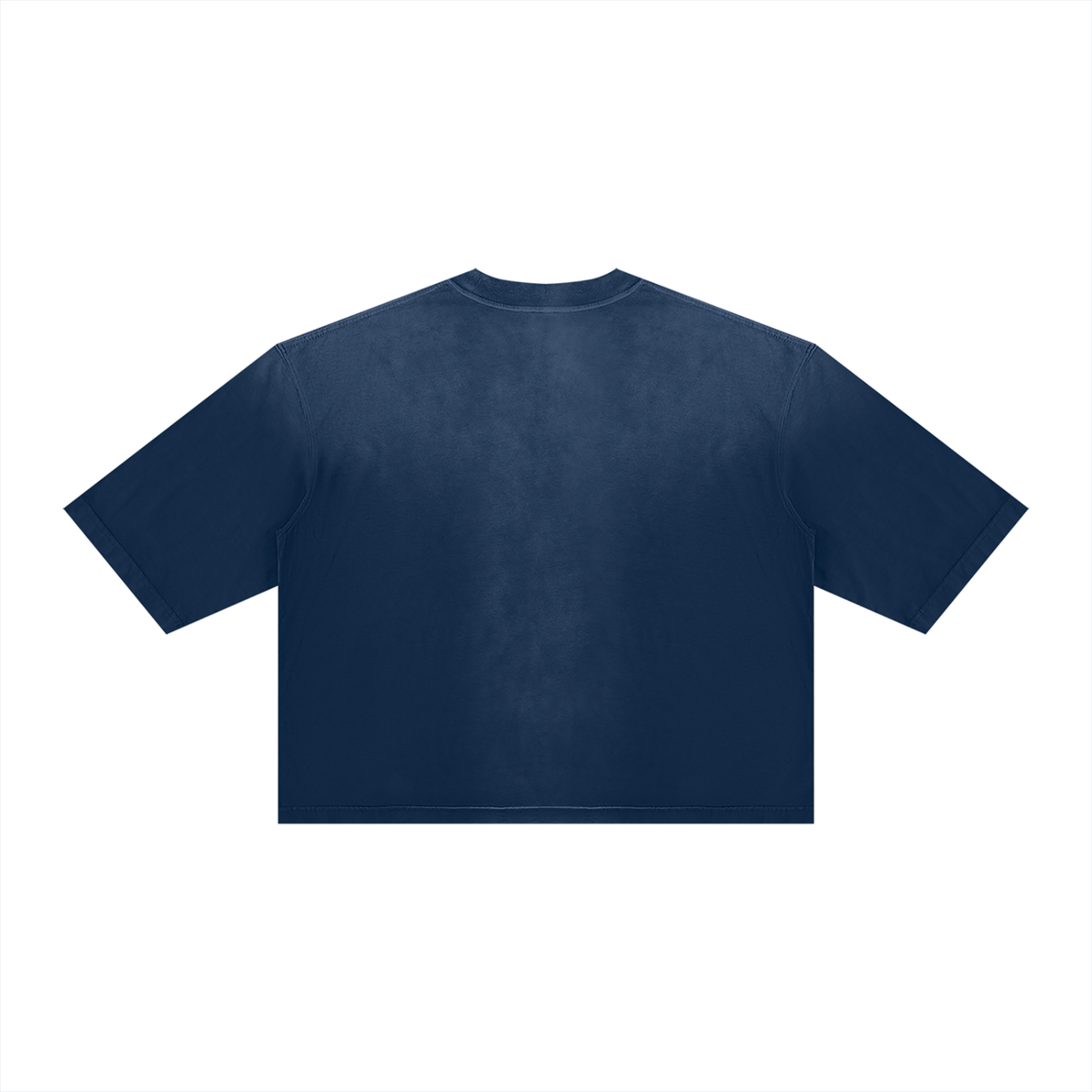 Unisex Vintage Wash Sunfade Boxy T-Shirt in navy blue, alternate angle