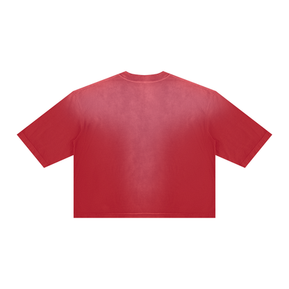 Unisex Vintage Wash Sunfade Boxy T-Shirt in red, alternate angle