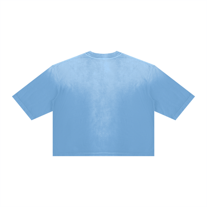 Unisex Vintage Wash Sunfade Boxy T-Shirt in sky blue, alternate angle