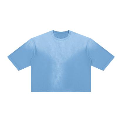 Unisex Vintage Wash Sunfade Boxy T-Shirt in sky blue