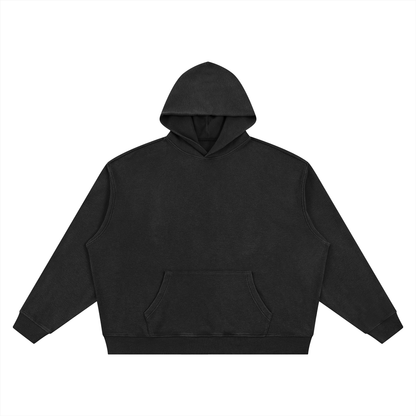 Unisex Vintage Wash Waffle Boxy Hoodie in black
