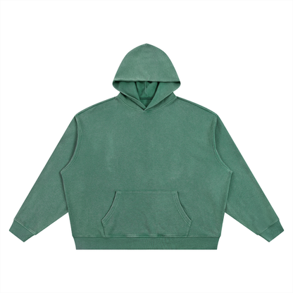 Unisex Vintage Wash Waffle Boxy Hoodie in blackish green