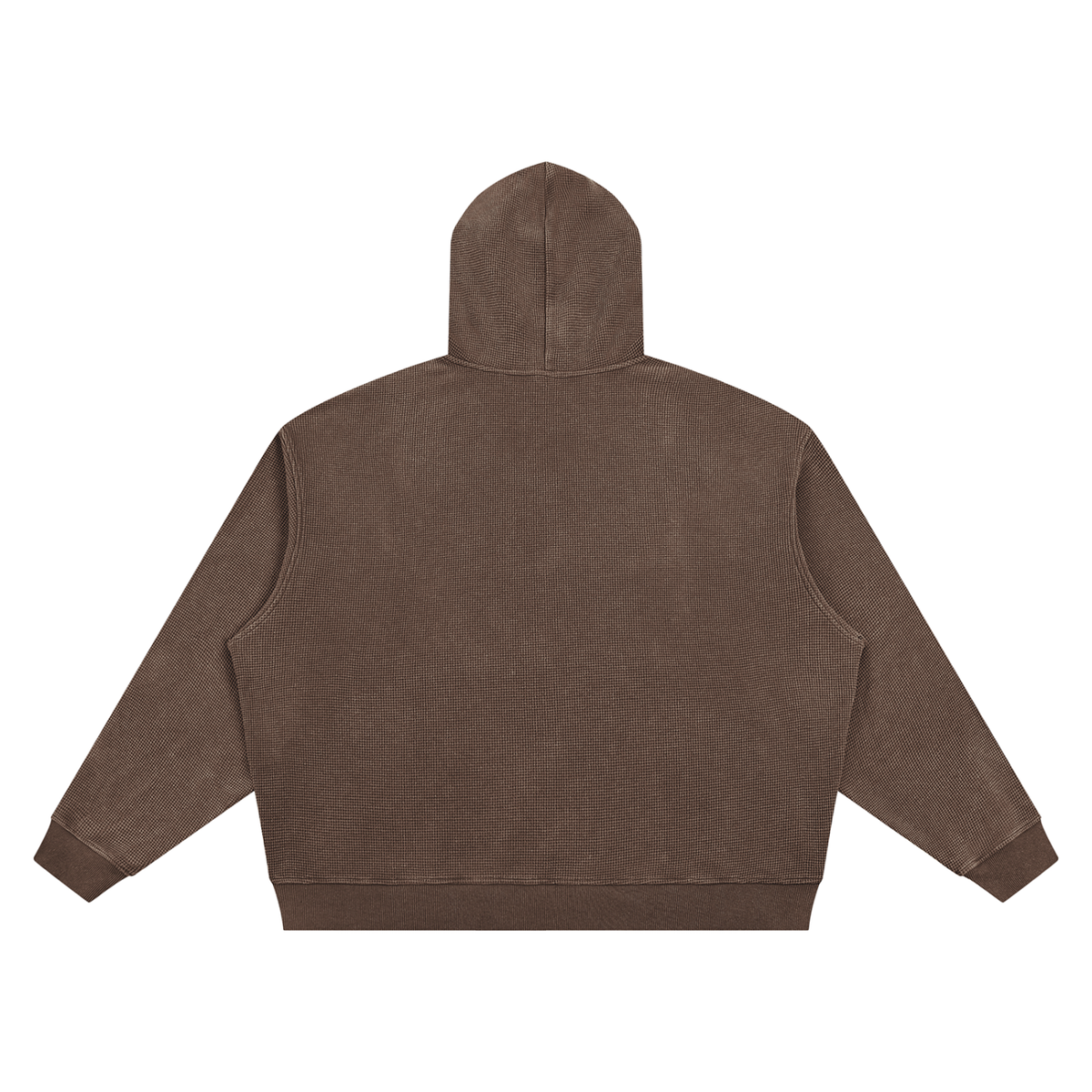 Unisex Vintage Wash Waffle Boxy Hoodie in brown, alternate angle