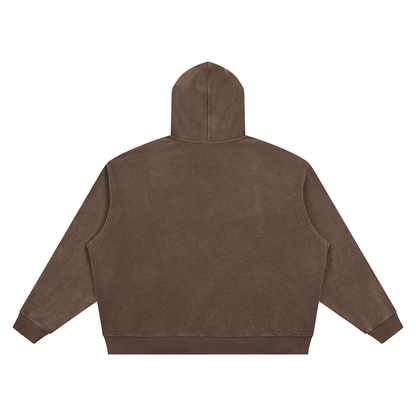 Unisex Vintage Wash Waffle Boxy Hoodie in brown, alternate angle