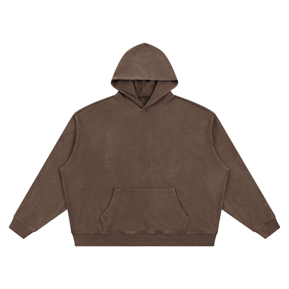 Unisex Vintage Wash Waffle Boxy Hoodie in brown