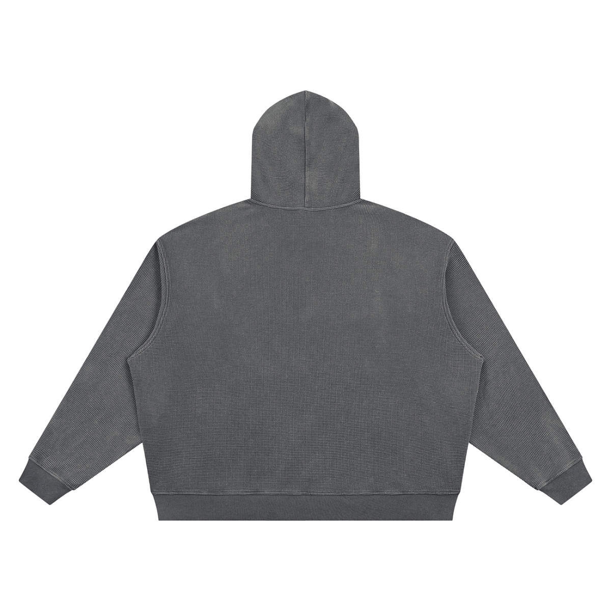 Unisex Vintage Wash Waffle Boxy Hoodie in dark gray, alternate angle