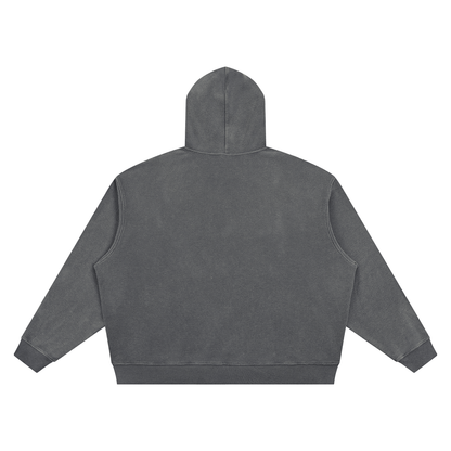 Unisex Vintage Wash Waffle Boxy Hoodie in dark gray, alternate angle