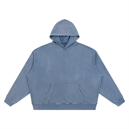 Unisex Vintage Wash Waffle Boxy Hoodie in jeans blue