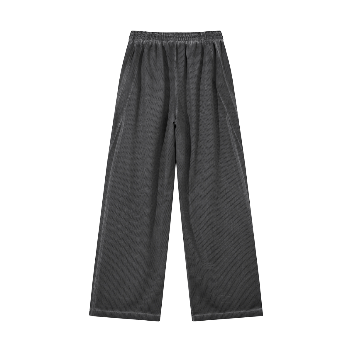 Unisex Vintage Wash Wide Leg Mesh Sweatpants in dark gray, alternate angle