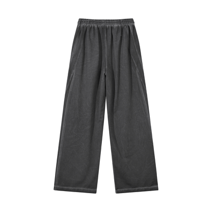Unisex Vintage Wash Wide Leg Mesh Sweatpants in dark gray, alternate angle