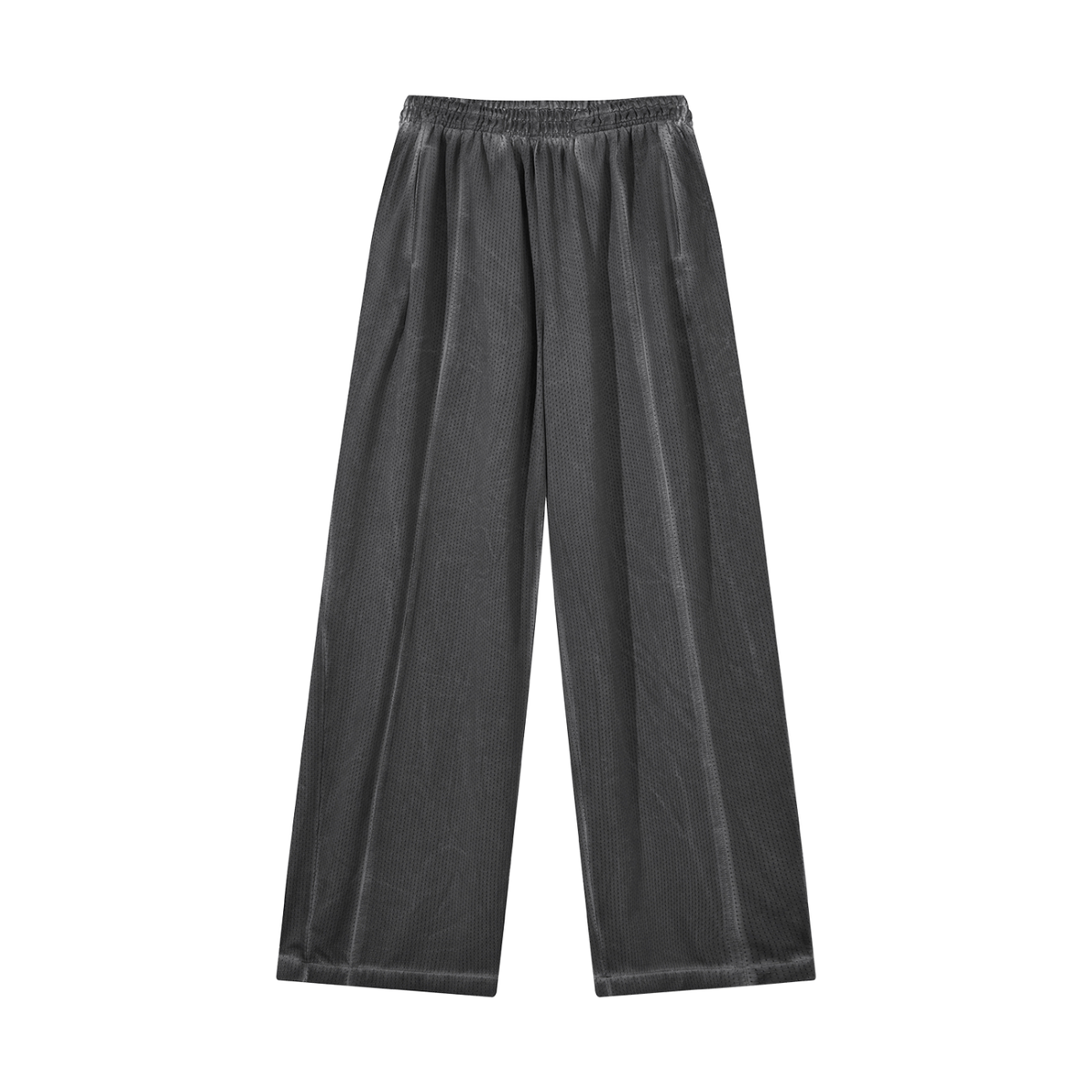 Unisex Vintage Wash Wide Leg Mesh Sweatpants in dark gray