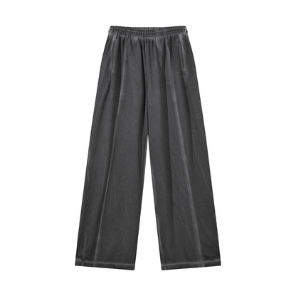 Unisex Vintage Wash Wide Leg Mesh Sweatpants in dark gray