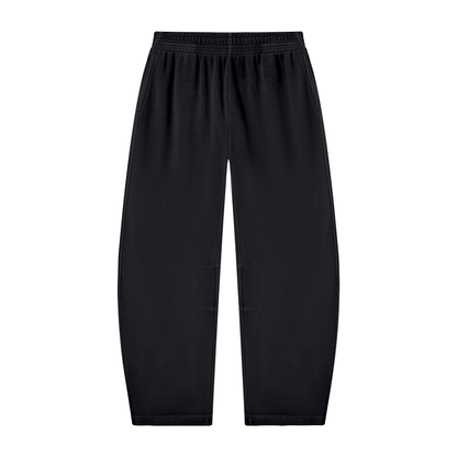 Unisex Vintage Washed Barrel Leg Sweatpants in black