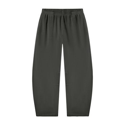 Unisex Vintage Washed Barrel Leg Sweatpants in dark gray