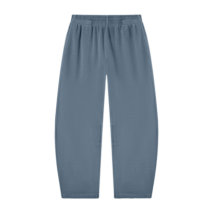 Unisex Vintage Washed Barrel Leg Sweatpants in gray blue