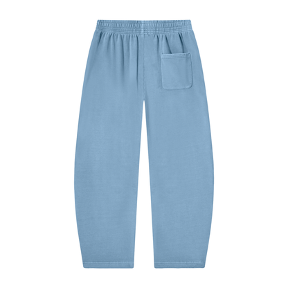 Unisex Vintage Washed Barrel Leg Sweatpants in light blue, alternate angle