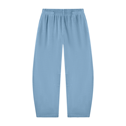 Unisex Vintage Washed Barrel Leg Sweatpants in light blue