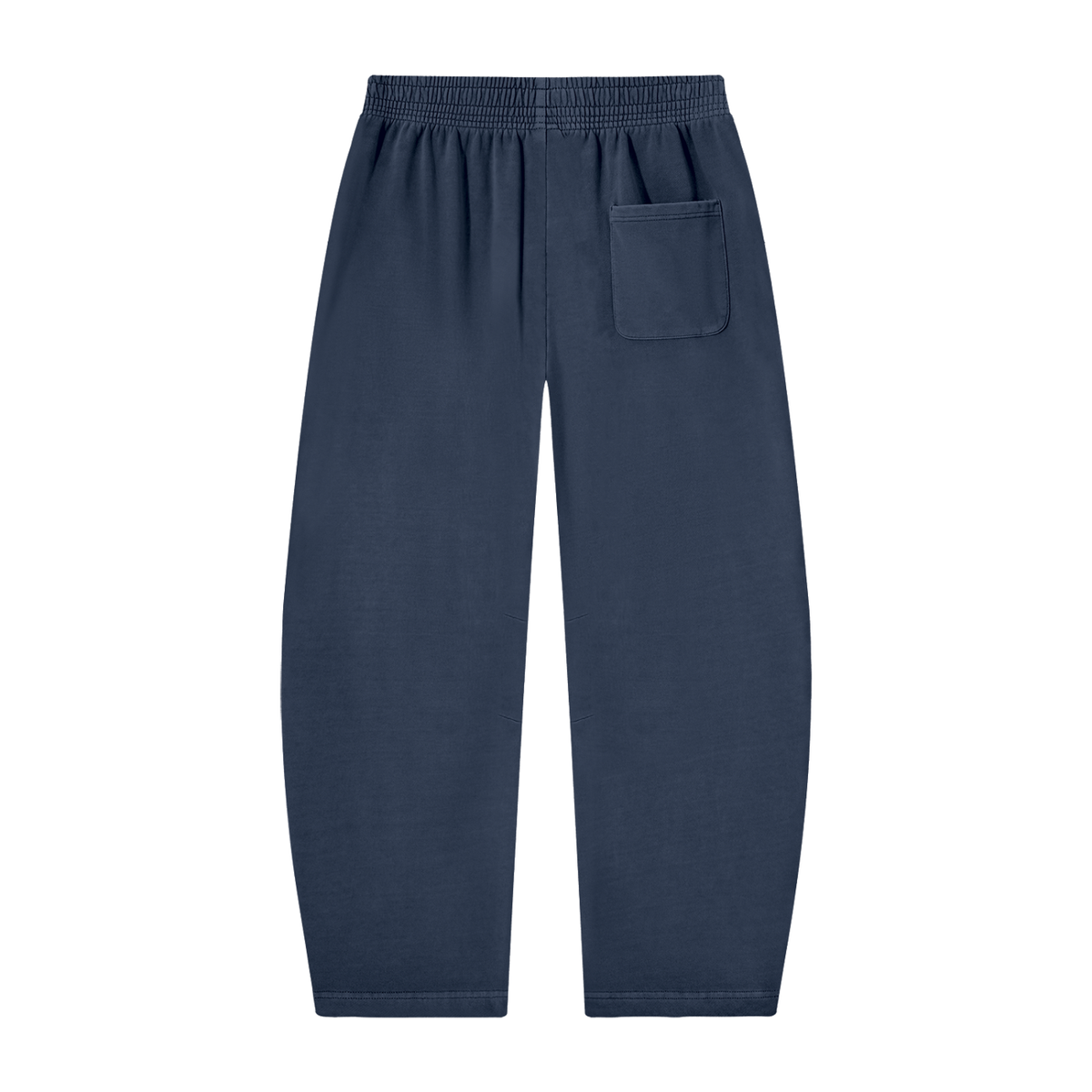 Unisex Vintage Washed Barrel Leg Sweatpants in navy blue, alternate angle