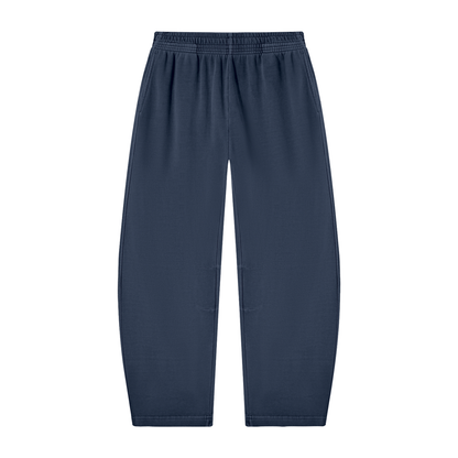 Unisex Vintage Washed Barrel Leg Sweatpants in navy blue