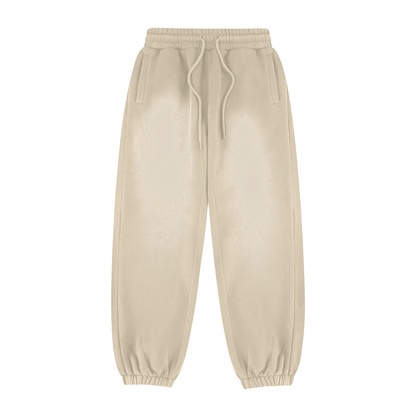 Unisex Vintage Washed Fleece Jogger Sweatpants in apricot