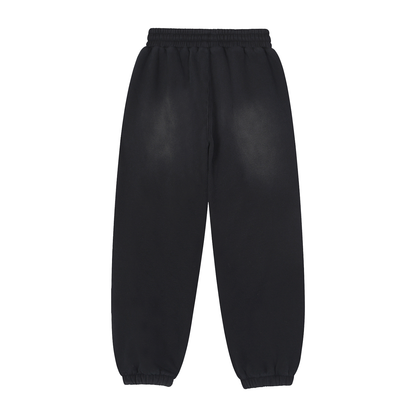 Unisex Vintage Washed Fleece Jogger Sweatpants in black, alternate angle