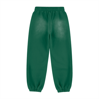 Unisex Vintage Washed Fleece Jogger Sweatpants in dark green, alternate angle
