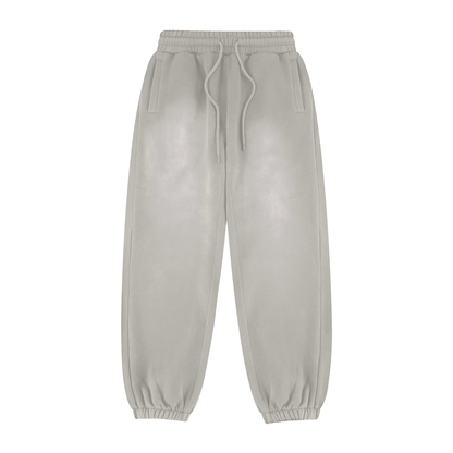 Unisex Vintage Washed Fleece Jogger Sweatpants in light gray