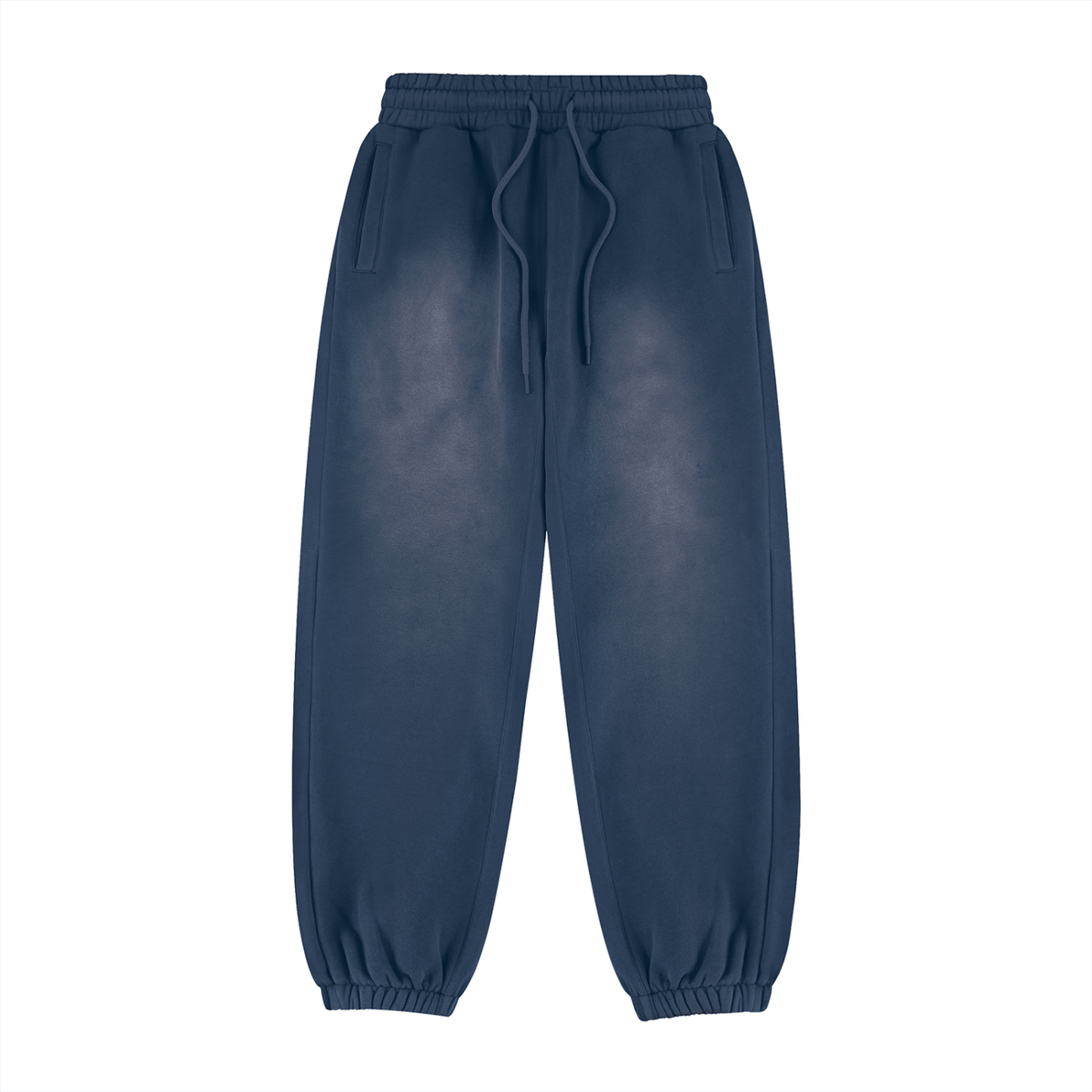 Unisex Vintage Washed Fleece Jogger Sweatpants in navy blue