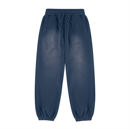 Unisex Vintage Washed Fleece Jogger Sweatpants in navy blue