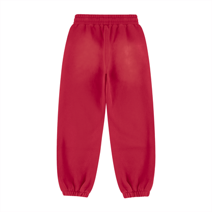 Unisex Vintage Washed Fleece Jogger Sweatpants in red, alternate angle