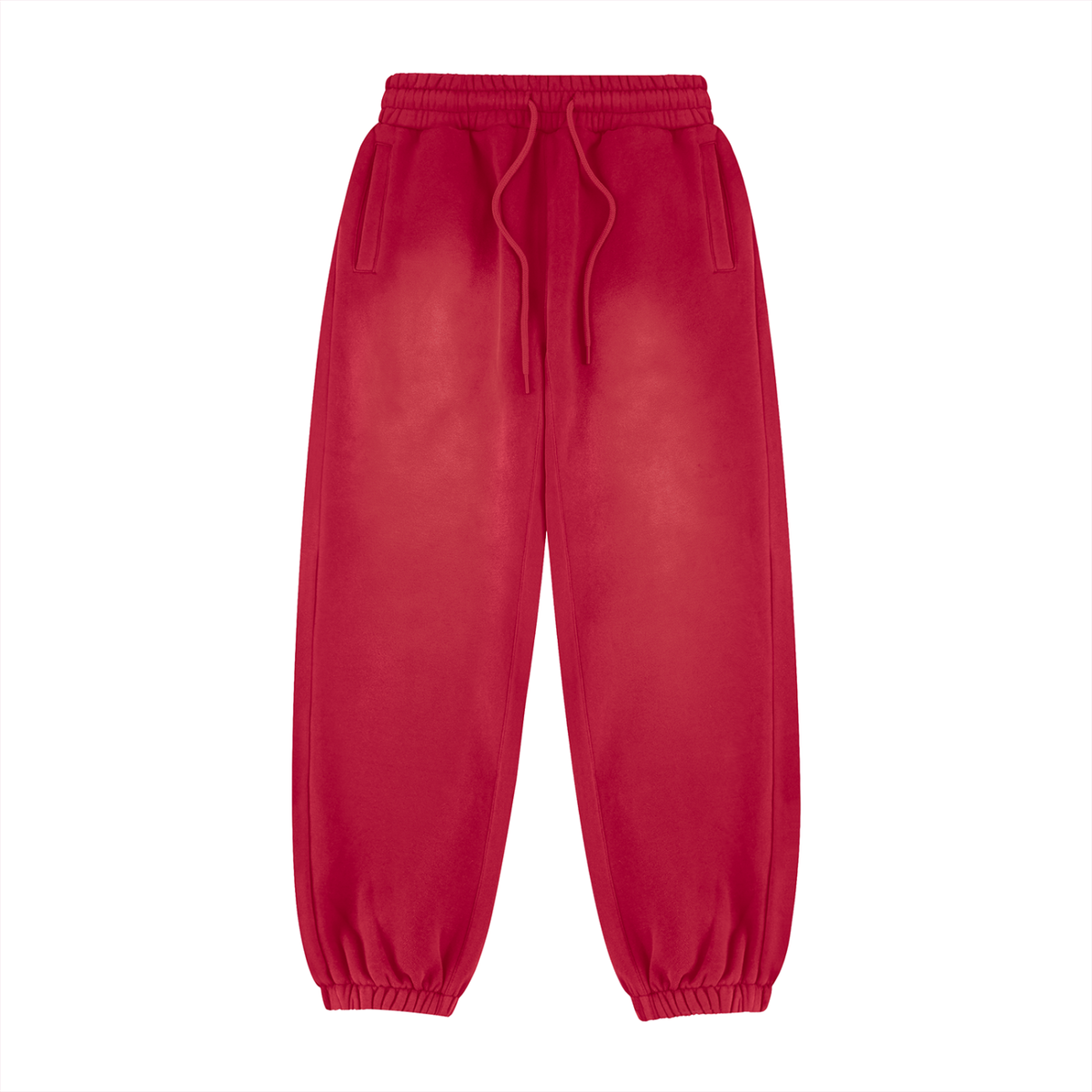 Unisex Vintage Washed Fleece Jogger Sweatpants in red