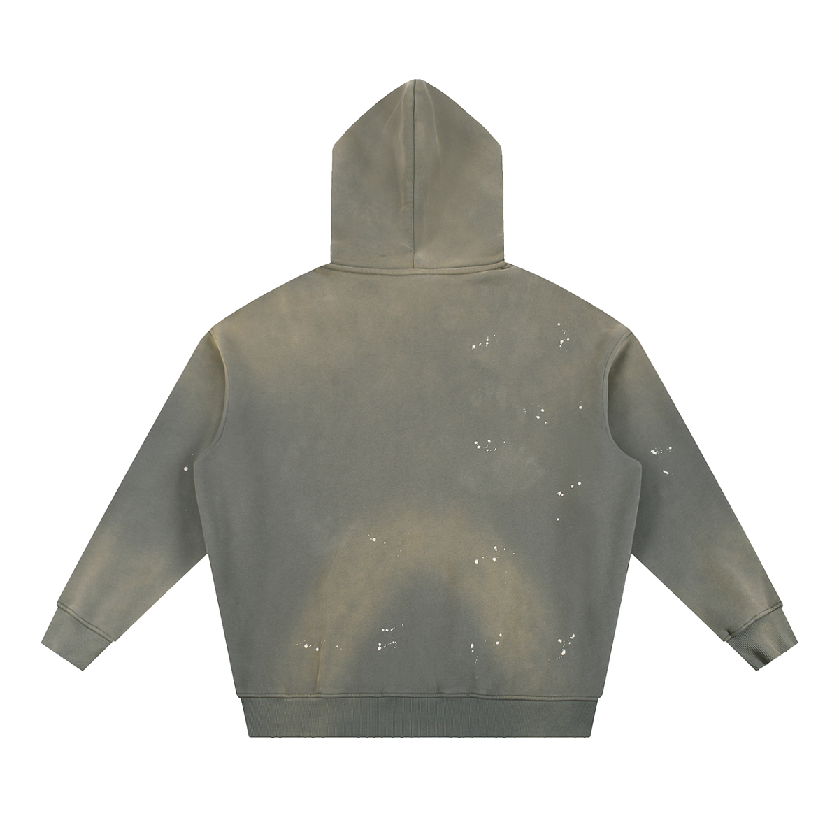 Unisex Vintage Washed Frayed Fleece Hoodie in medium gray, alternate angle