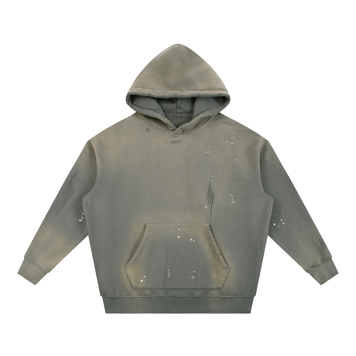 Unisex Vintage Washed Frayed Fleece Hoodie in medium gray