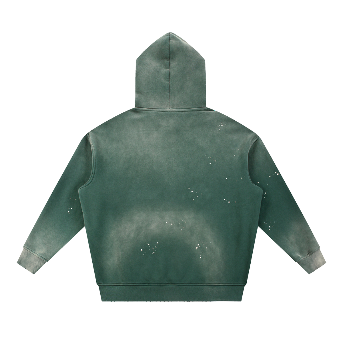 Unisex Vintage Washed Frayed Fleece Hoodie in retro green, alternate angle