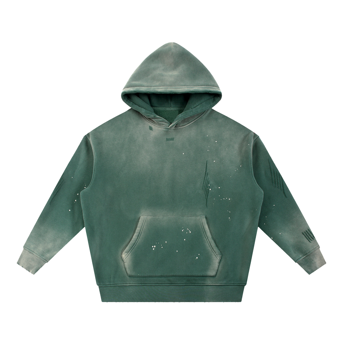 Unisex Vintage Washed Frayed Fleece Hoodie in retro green