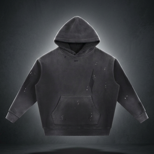 Unisex Vintage Washed Frayed Fleece Hoodie, view 1