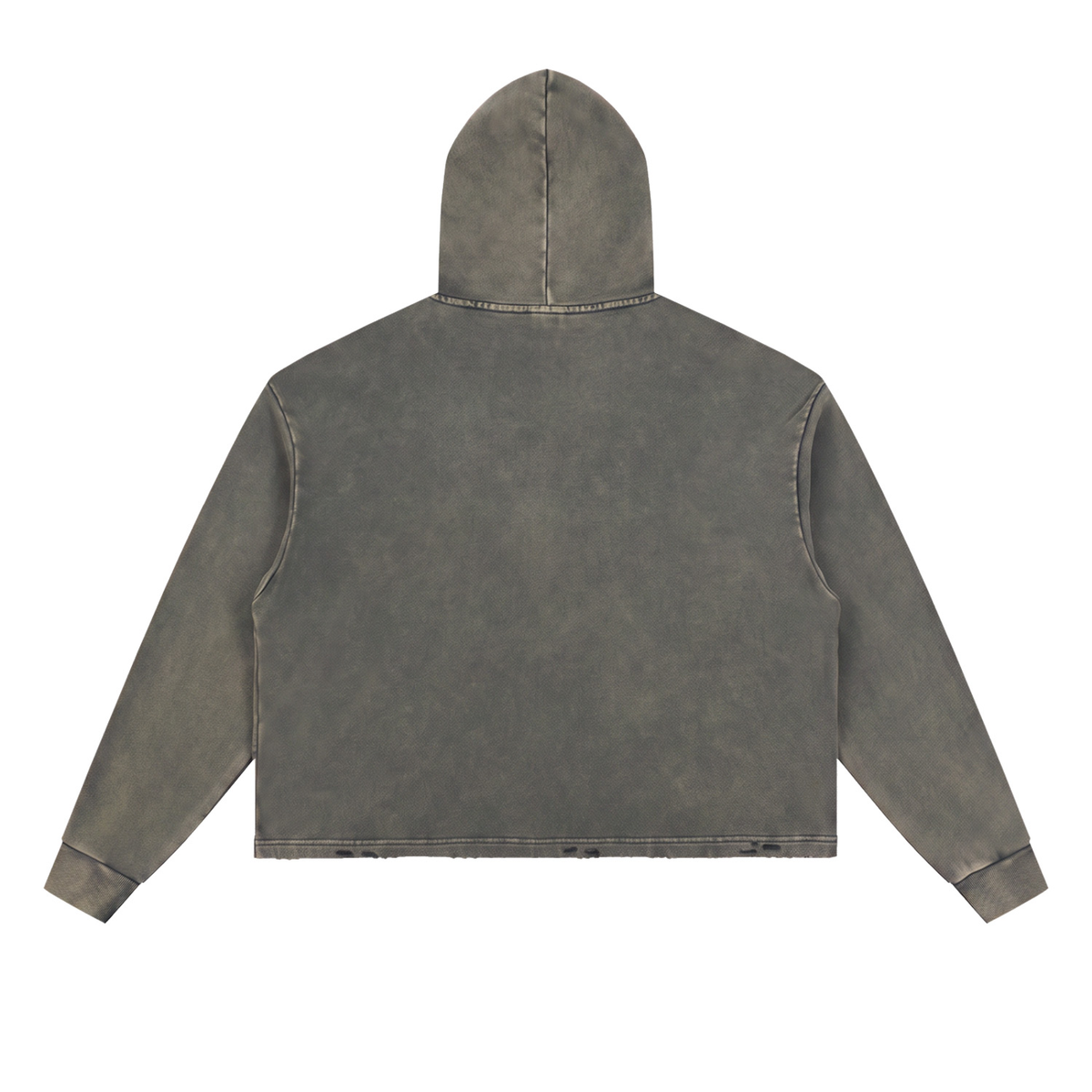 Unisex Vintage Washed Frayed-Hem Hoodie in gray, alternate angle