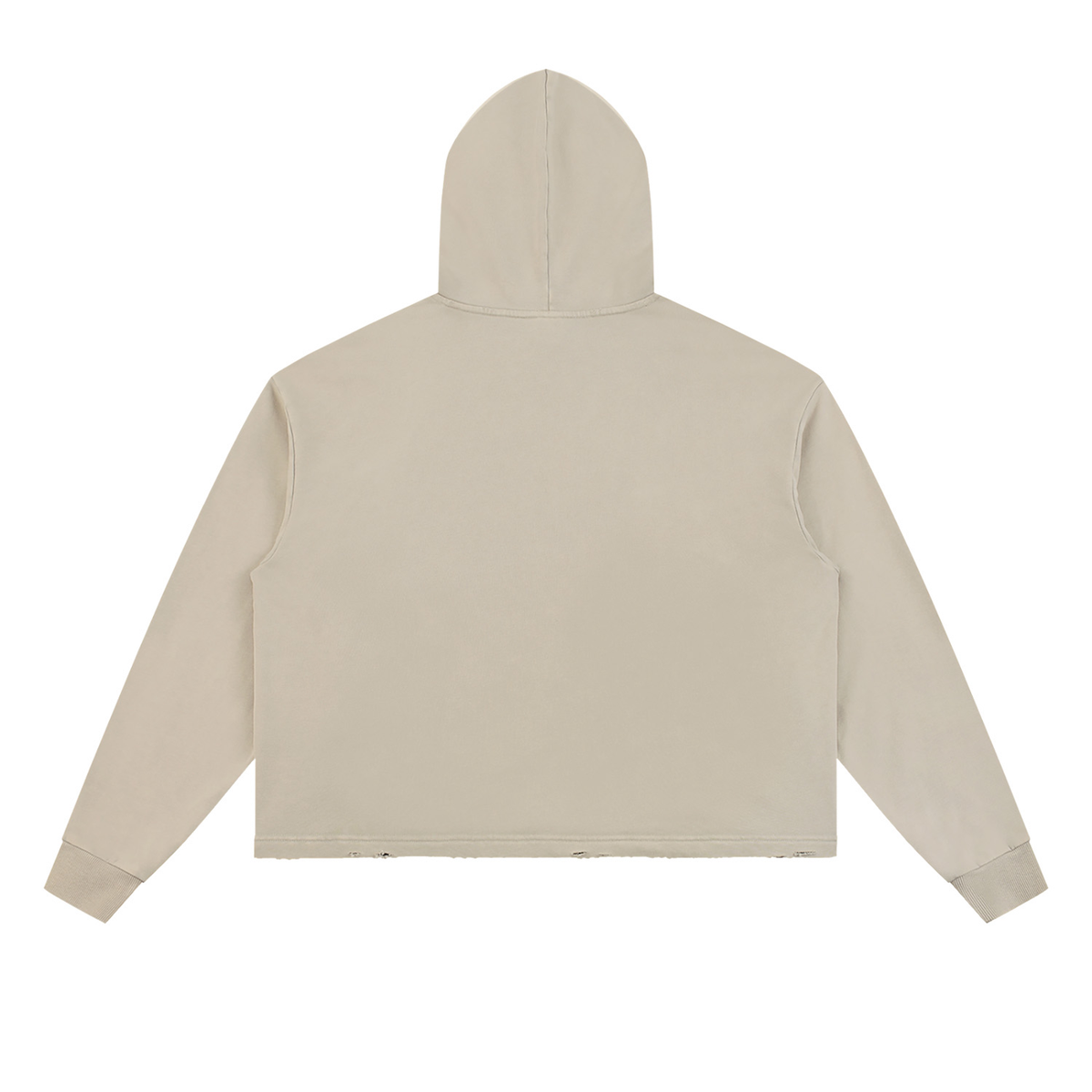 Unisex Vintage Washed Frayed-Hem Hoodie in gray camel, alternate angle
